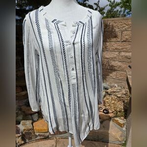 NWT Daniel Rainn Black and White Striped Blouse
